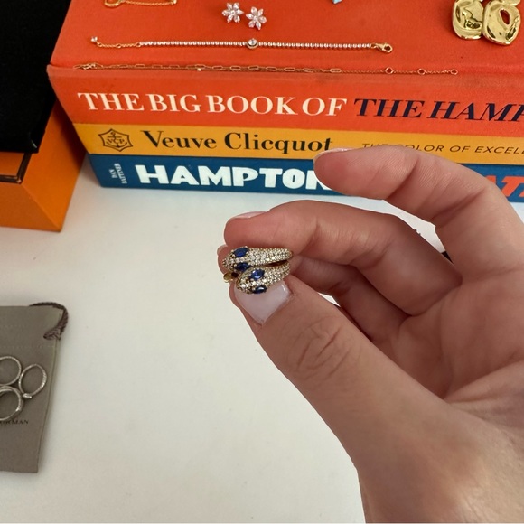 Gabi Rielle 22k gold vermeil and CZ snake huggie earrings - Picture 2 of 6